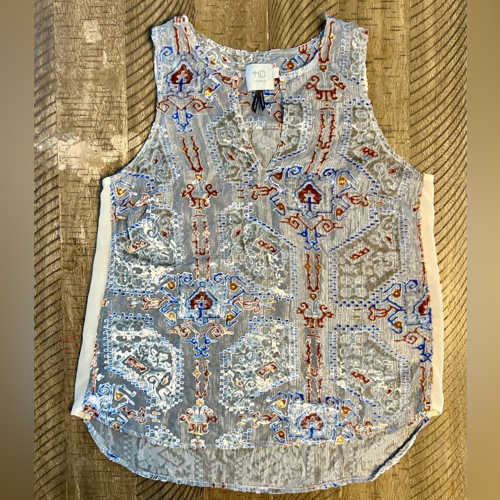 Sleeveless silk velvet sleeveless blouse Size Small HD in Paris
